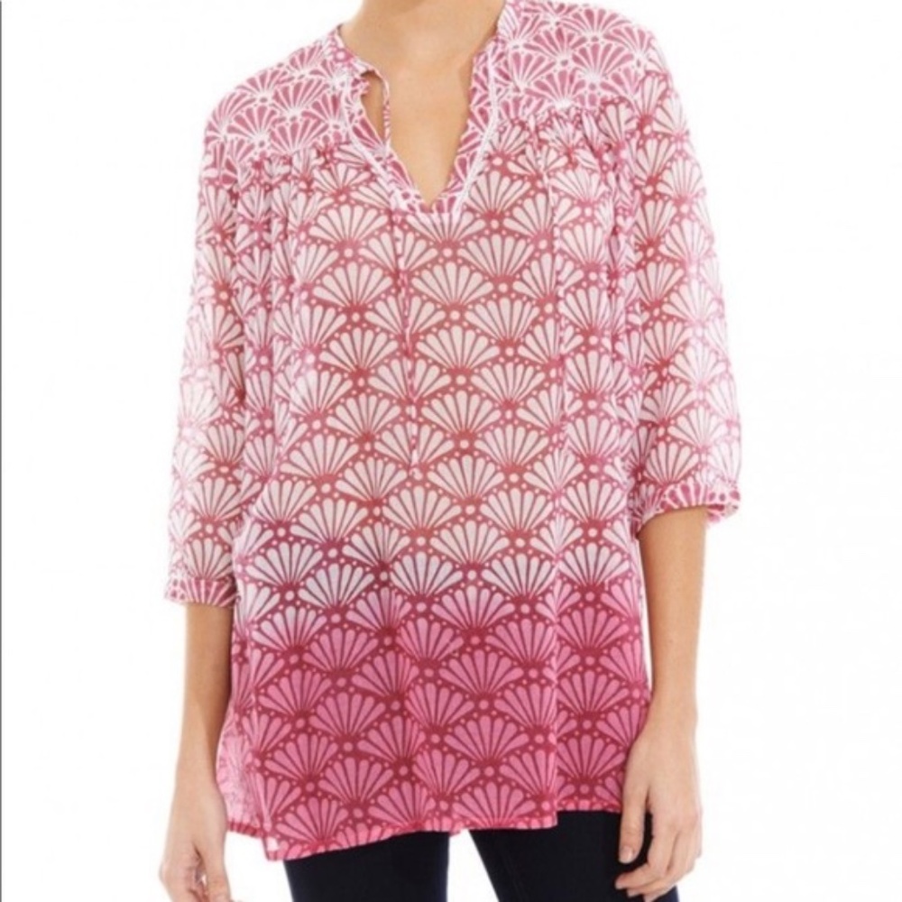 Original Roberta Roller Rabbit Serafina Lenape Cranberry Tunic Top XS